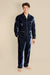 Zeus Mens Black Velvet Pyjamas - Model Front | Bown of London